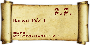 Hamvai Pál névjegykártya