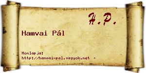 Hamvai Pál névjegykártya